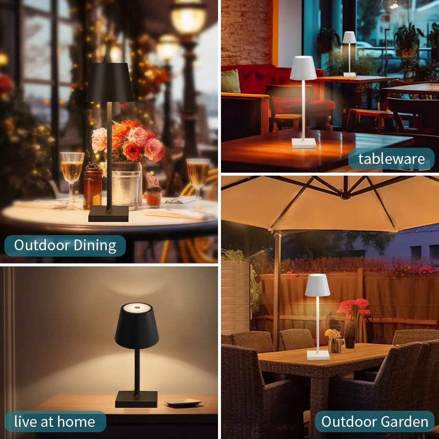 Rechargeable LED Table Lamp Touch Switch 3 Levels, Desk Lights Bar Club Dinner Creative Decorative Ambient Lighting