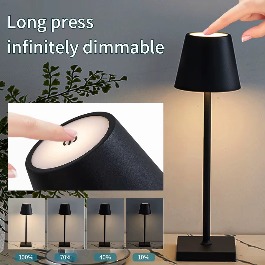 Rechargeable LED Table Lamp Touch Switch 3 Levels, Desk Lights Bar Club Dinner Creative Decorative Ambient Lighting